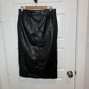 Ann Taylor Weekend Vegan Black Leather Pencil Skirt